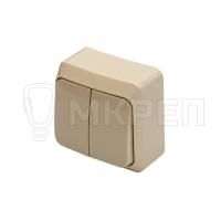 Выключатель 2-клавишный, открытой установки, бежевый 10A, ВА10-002К