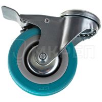 Поворотная колесная опора под болт с тормозом, серая резина Schgb25