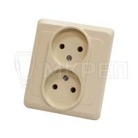 Розетка 2-местная, 16А, РС16-005К, скрытой установки, без заземления бежевая