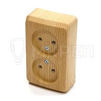 Розетка 2-местная, 16А, РА16-005D, открытой установки, без заземления сосна