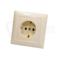 Розетка 1-местная СЕЛЕНА, скрытой установки, с заземлением бежевая