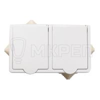 Розетка 2-местная СЕЛЕНА, открытой установки, герметичная белая