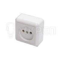 Розетка 1-местная Оптима, открытой установки, без заземления белая