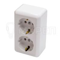 Розетка 2-местная Оптима, открытой установки, с заземлением белая