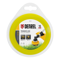 Леска для триммера, звезда, 3 мм х 15 м, блистер, FLEX CORD, Denzel