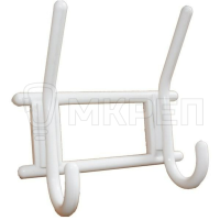 2-х Крючковая вешалка, снежно-белая, пластмасса