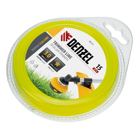 Леска для триммера, звезда, 3 мм х 15 м, блистер, FLEX CORD, Denzel