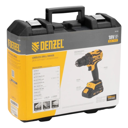 Дрель-шуруповерт аккумуляторный, BLDL-18-02, 18 В, Denzel