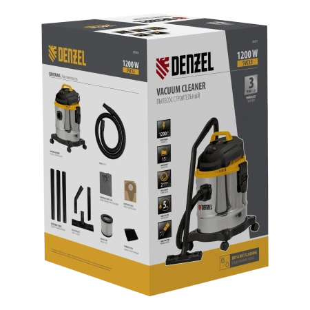 Пылесос строительный SVC15, 1200 Вт, Denzel